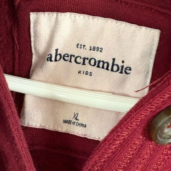Abercrombie Kids Arm Logo Y2K Red Hoodie Pullover Sweatshirt Size XL Preppy Cute - Picture 4 of 10